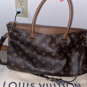 Louis Vuitton Pallas Top Handle Bag Brown Canvas